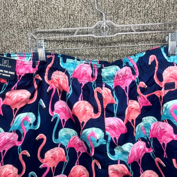 George Above the Knee 6" Inseam Shorts Mens 2XL Multicolor Flamingo Drawstring - Picture 7 of 10